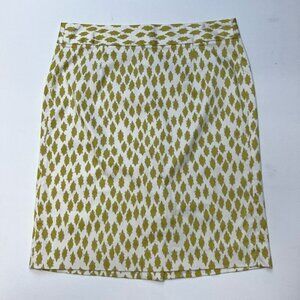 J.Crew Womens A Line Skirt Green White Diamond Above Knee Stretch Zip 10